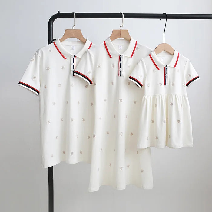 Mother Daughter Dresses Dad Son Shirts Father Baby Outfits for Family Matching Clothes Mom and Daughter Dress Sister Brother Set