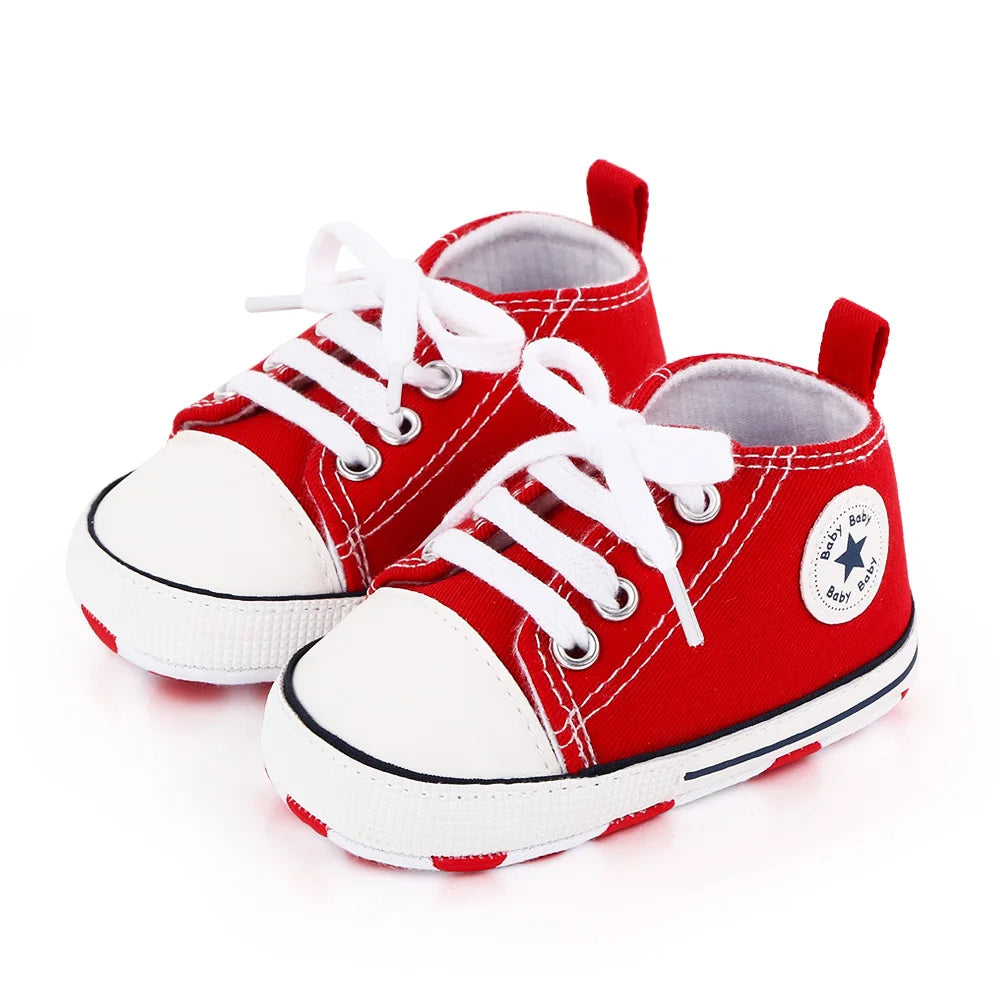 New Baby Shoes Boys Girls Classic Canvas Casual Sneakers Spring Newborn First Walker Toddler Soft Sole Non-Slip Walking Shoes