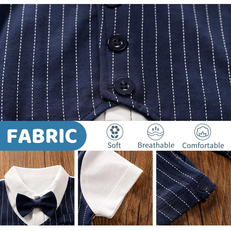 0-18 Baby-Bodysuit Gentleman Style Elegant Formell Baumwolle Bequem Weich Jungen Und Mädchen Sommer Kurzarm Neugeborenenkleidung