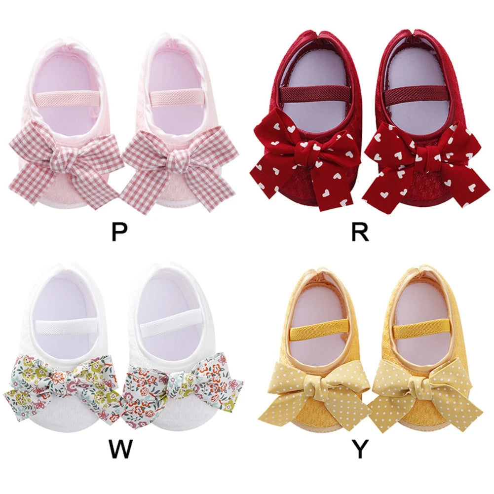 Mädchen Ballerinas mit Anti-Rutsch Weicher Sohle, Süße Schleife Schuhe Neugeborene Prinzessin Hochzeitsschuhe Kleinkind Lauflernschuhe 0-12M