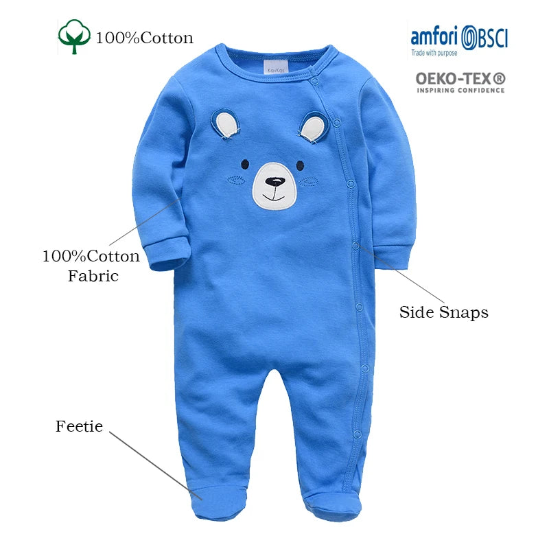KAVKAS 1/2/3 Stk. Baby Jungen Strampler Cartoon-Druck Overalls Baumwoll Babykleidung Kinder Jumpsuit Neugeborenen Pyjamas 0-3 Monate