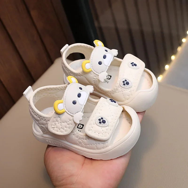 Toddler Sandals 2025 Summer Baby Beach Shoes Cute Cartoon Bear Infant Sandals Protect-toe Unisex Baby Boy Girl Sandals