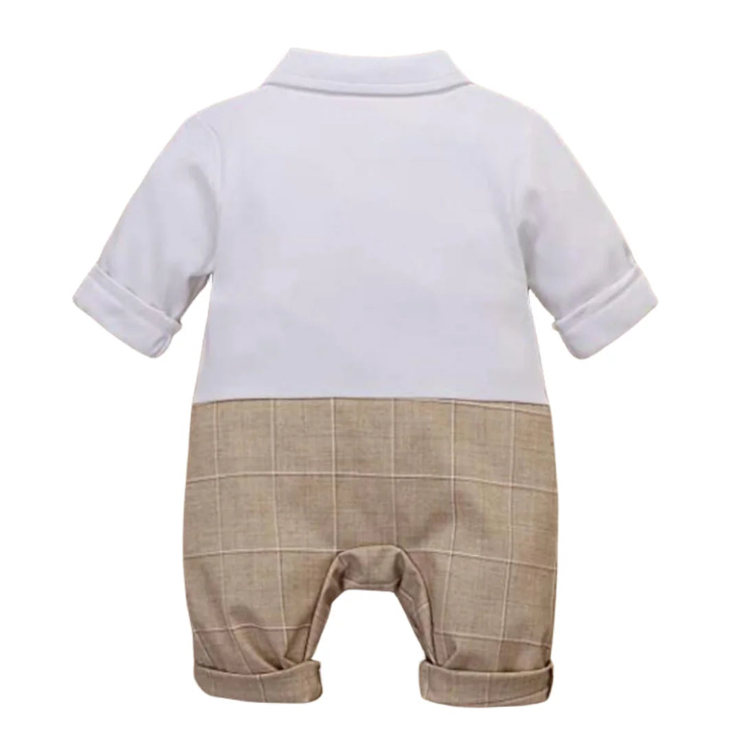 3-24M Festliches Jubiläumskleid Kleinkind Baumwoll-Partyanzug Baby Karo-Outfit Kleidung Neugeborener Jungen Weste Strampler Baby Geburtstag