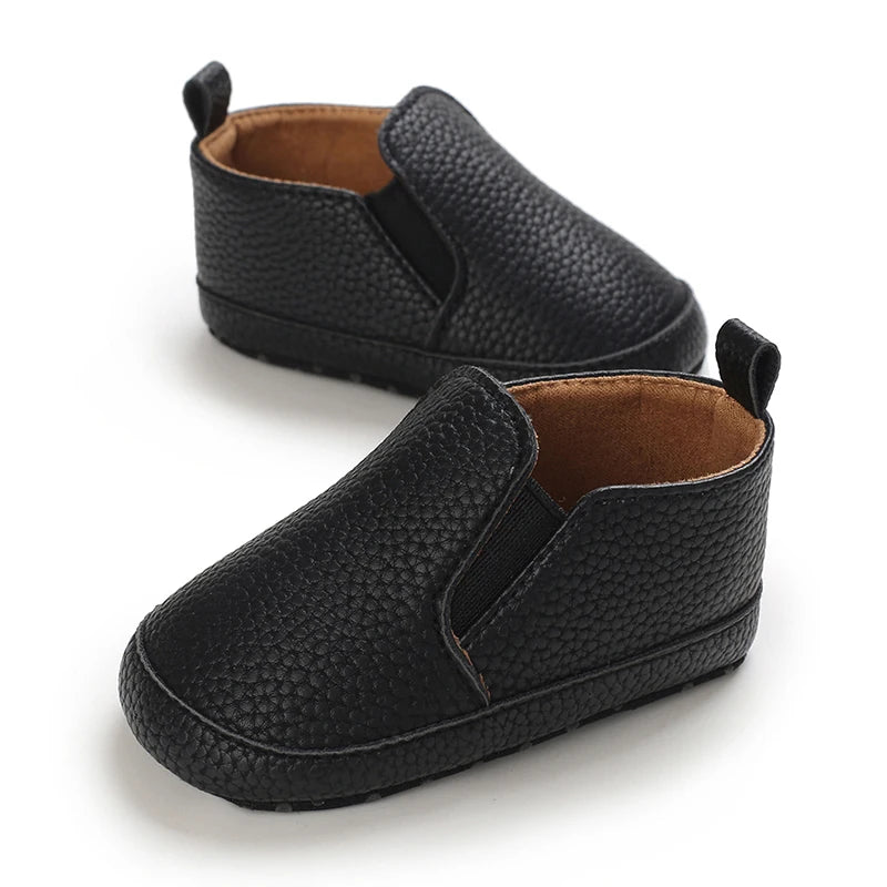 Baby Learning Walk Shoes, Slip-on Leather Casual Loafers, Soft Sole Comfortable Footwear for Infants 0-18M