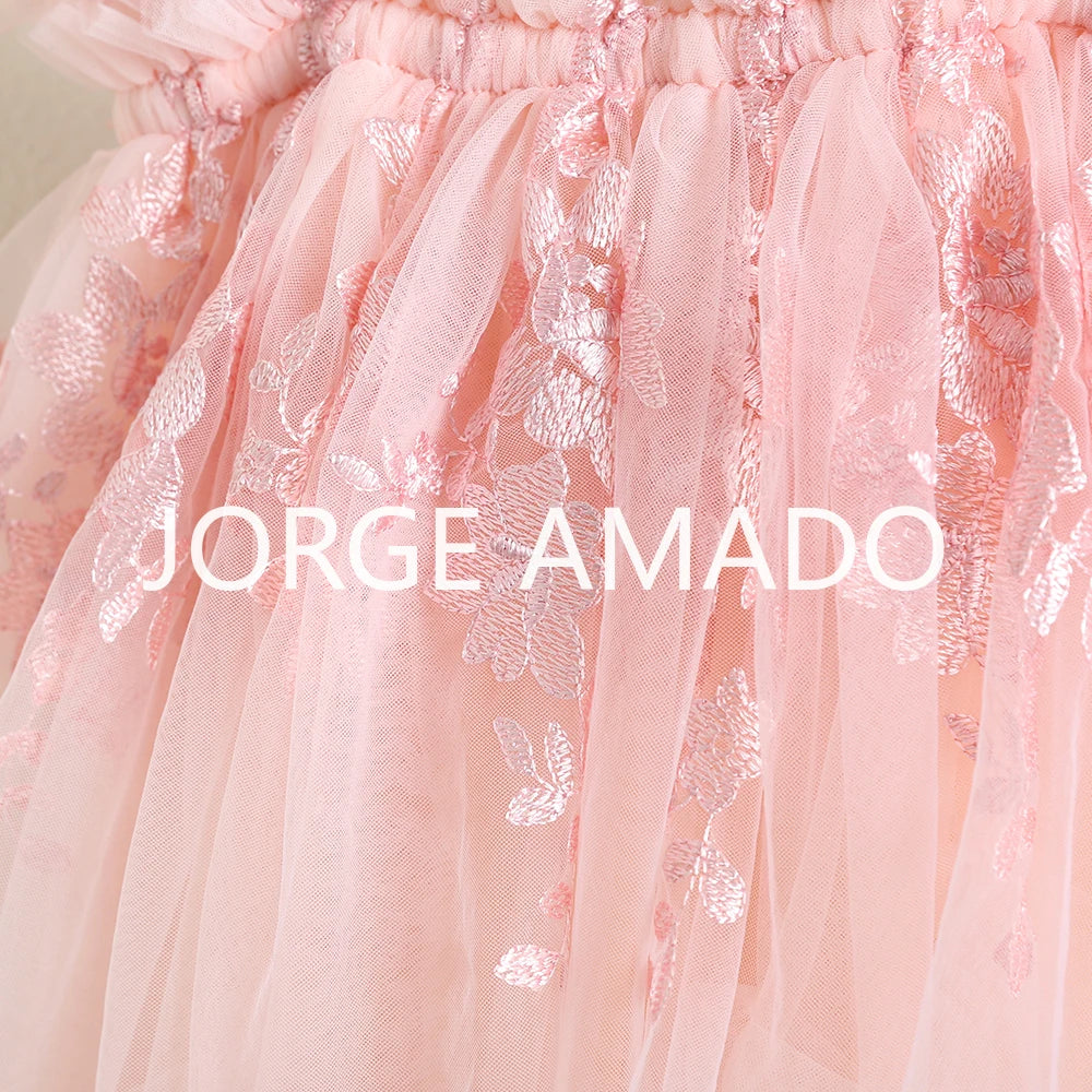 Nuevo vestido de verano para bebé niña, bonito bordado de color liso, tutú de tul, vestidos de princesa para fiesta, vestidos informales elegantes, A5956