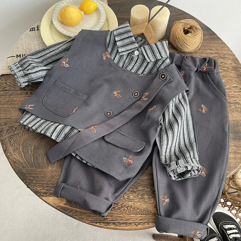 Conjuntos de Ropa para Niños Primavera Otoño 2026 Chaleco de Moda Infantil Camisas Pantalones 3 Piezas Traje de Fiesta para Bebé Niño Trajes Niños Cumpleaños Conjunto 5