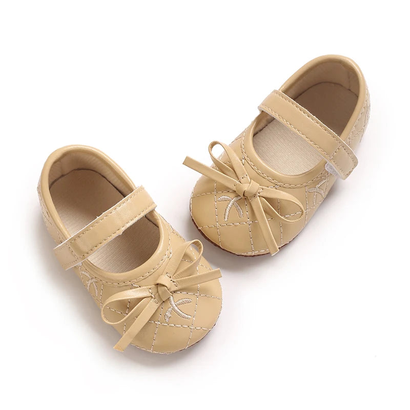 0-18M Baby Girl Leather Shoes New Spring And Autumn Bow Princess Shoes Baby Soft Sole Single Shoes Baby Walking Shoes
