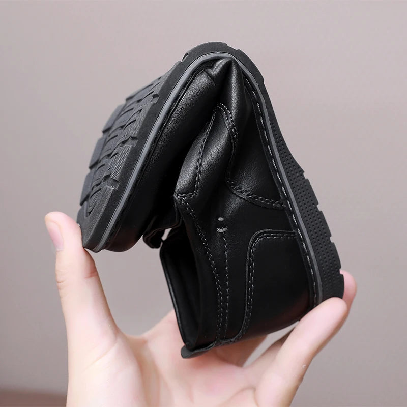 Children Campus Black Leather Shoes, Cowhide Single Shoes Spring And Autumn Style Breathable British Soft Boys Babies Children