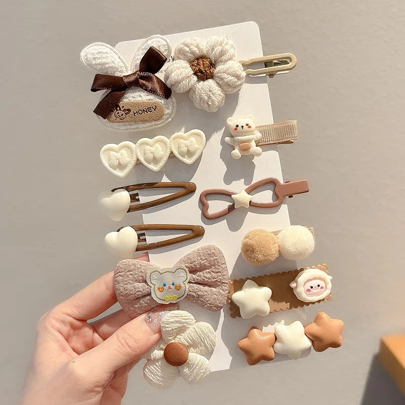 10-14PCS Bows Baby Hair Clips Hair Accessories For Girls Cartoon Animal Flower Hairpin Headdress Kids Hair Pins Birthday Gifts