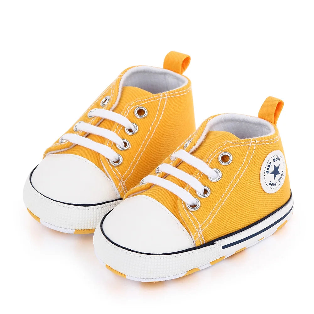 New Baby Shoes Boys Girls Classic Canvas Casual Sneakers Spring Newborn First Walker Toddler Soft Sole Non-Slip Walking Shoes