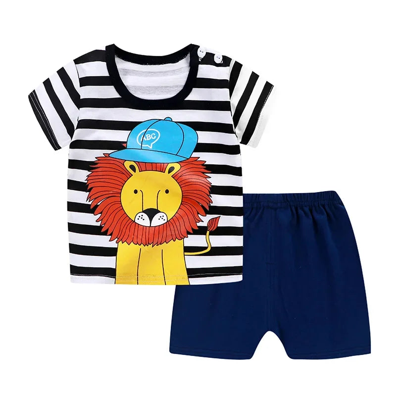 Baby Boy Clothes Summer 2026 Newborn Baby Boys Clothes Set Cotton Baby Clothing Suit (Shirt+Pants) Plaid Infant Clothes Set