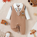 Baby Jungen Strampler "Kleiner Gentleman" Cartoon Teddybär Langarm Jumpsuit für 0-18 Monate Baby Jungen Geburtstagsparty Kostüme