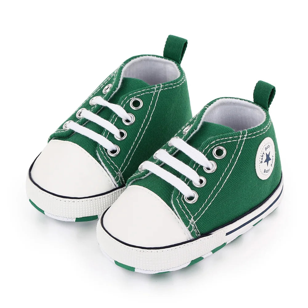 New Baby Shoes Boys Girls Classic Canvas Casual Sneakers Spring Newborn First Walker Toddler Soft Sole Non-Slip Walking Shoes