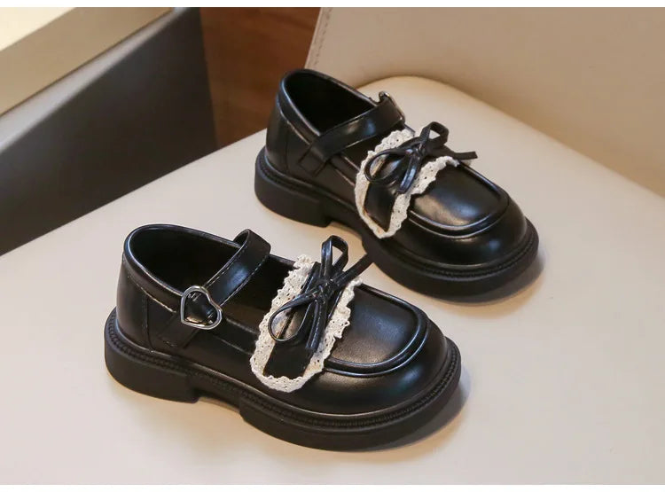 Children Leather Shoes for Girls Fashion Casual Mary Janes with Bow-knot Classic British Style Vintage Retro College Design New