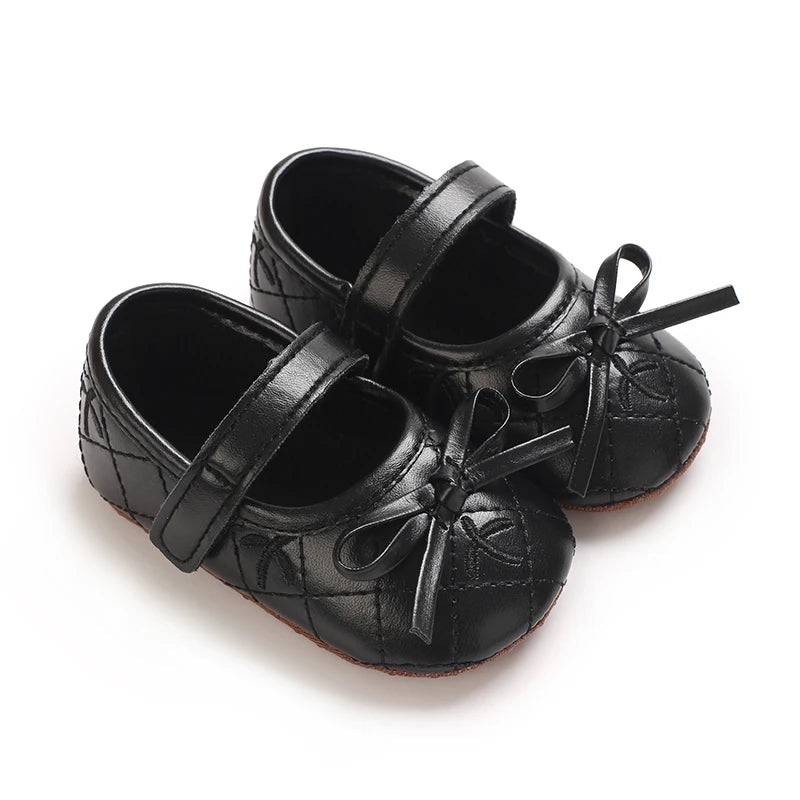 0-18M Baby Girl Leather Shoes New Spring And Autumn Bow Princess Shoes Baby Soft Sole Single Shoes Baby Walking Shoes