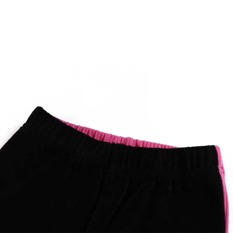 Jungen Schlafanzug Set blaues schwarzes Oberteil und Hose Kinderkleidung für Jungen und Mädchen Rundhals Winter Velours Vorderseite Rippen Rückseite