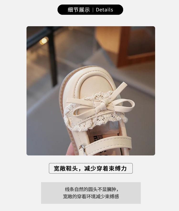 Elegant Baby Shoes Spring Autumn Girls Princess Walking Shoes Fashion Versatile Children's Leather Shoes Kids Flats Breathable