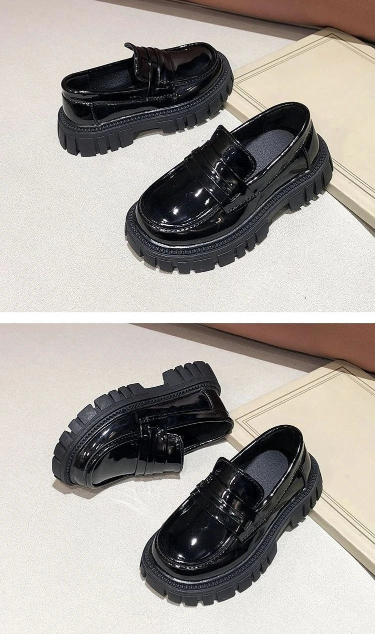Kids Leather Loafers Lightweight Soft Sole School Shoes for Big Kids Boys Girls Solid Black Classic Casual 2026 New Arrival