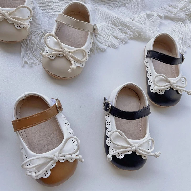 Baby Girls Walking Shoes Spring Autumn Newborn Shoes Infant Comfortable Soft Soled Toddler Kids Lace Bow Princess Shoes