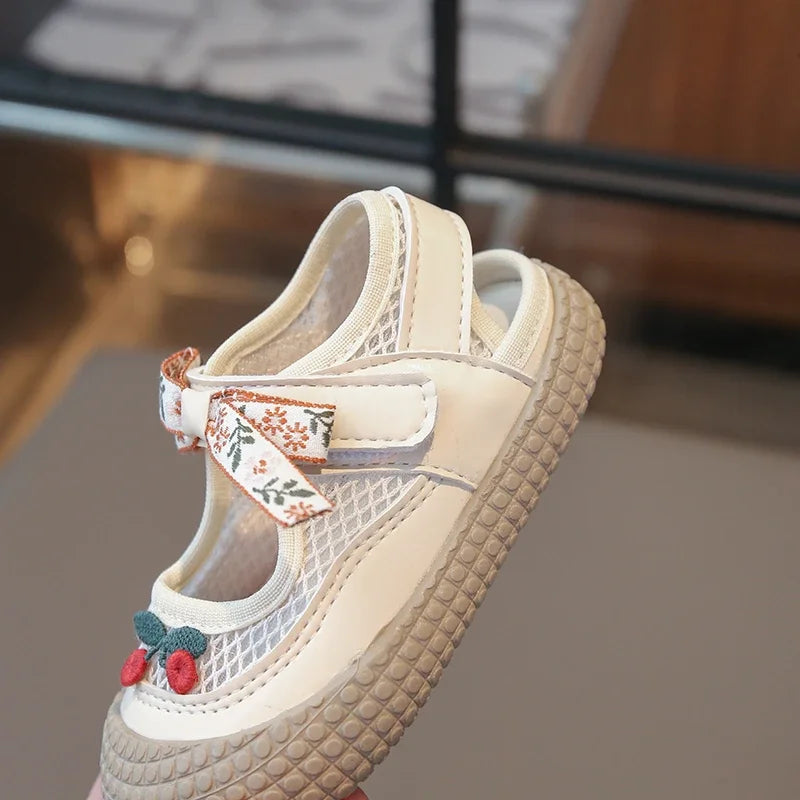 Baby Girls Sandals Cut-outs Cherry Children Beach Shoes Toddler Kids Summer Princess Shoes Anti Slip Soft Sole Babies Sandals