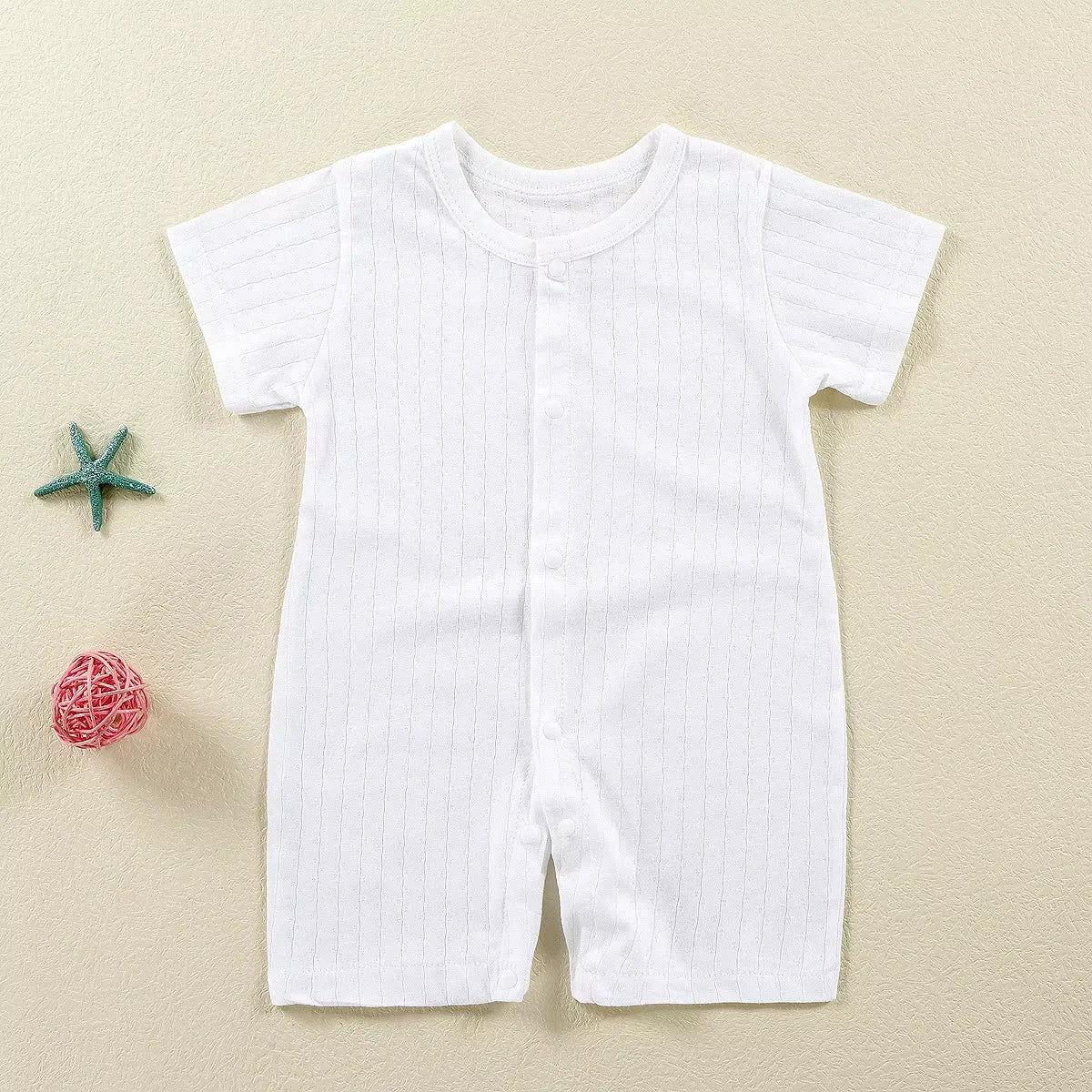 Baby Bodysuit 0-1 Years Cotton Jacquard Snap Closure Crawling Outfit Simple and Trendy Lightweight Romper