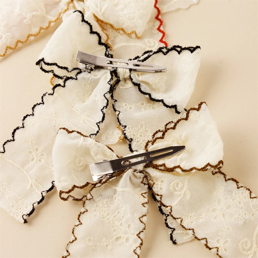 1pcs Baby Girl Hairpins White Lace Bows Hair Clips Cute Hair Pin Barrettes School Girls Kids Headwear Children Hair Accessories
