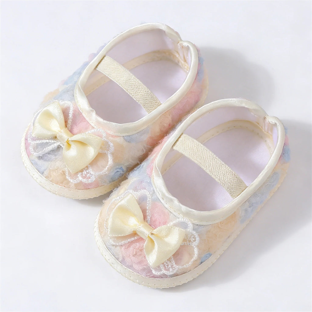 0-12months Baby Girls Shoes Soft First Walking Shoes  for infant girls Lace Bow Decorated Princess Shoes