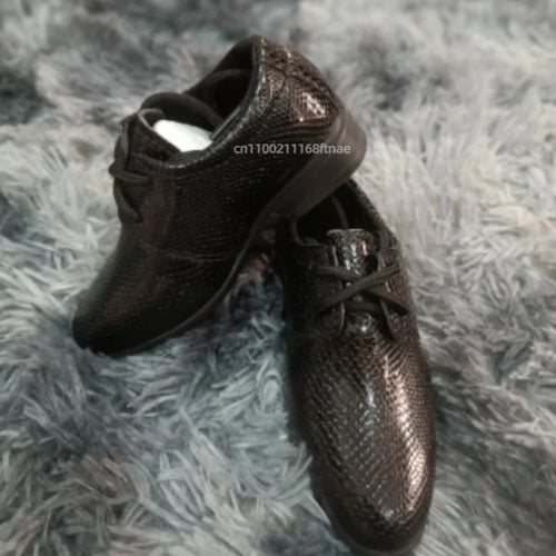 Boys' Dance Leather Shoes New British Style Leather Material Lace Up Children's Student Black Stage Dance Performance Shoes
