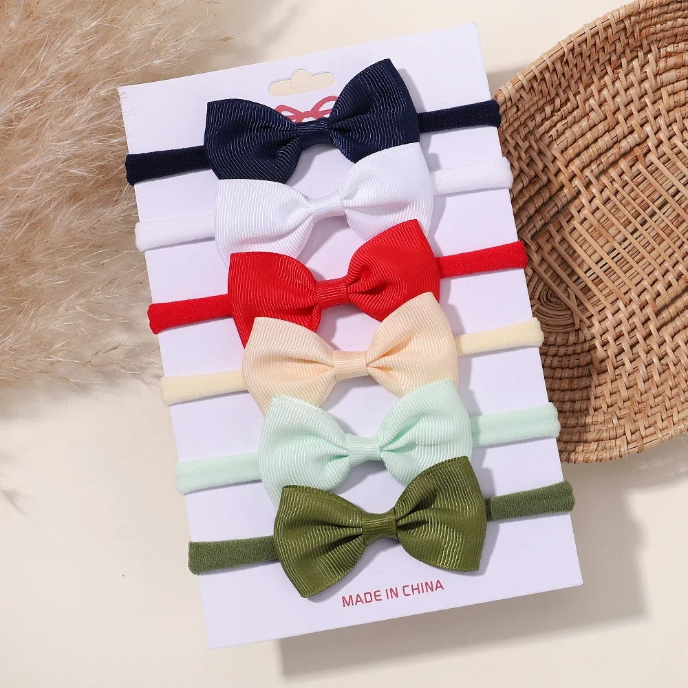 5Pcs/Set Elastic Baby Headband Solid Corduroy Ribbon Bow Headscarf Hairband Newborn Cute Knitted Headband Babe Hair Accessories