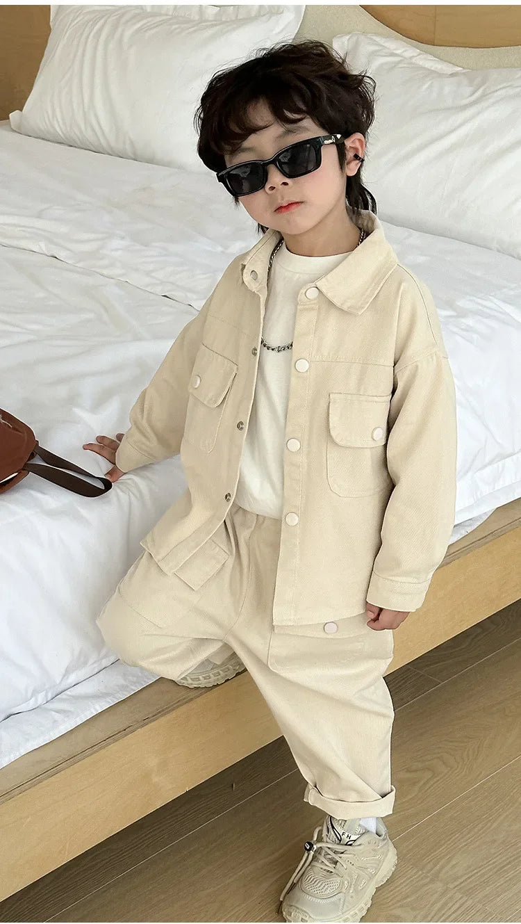 Jungenanzug 2025 Herbst neue modische Oberteil-Hose Sport Freizeit Arbeitskleidung Kinderkleidung Jacke