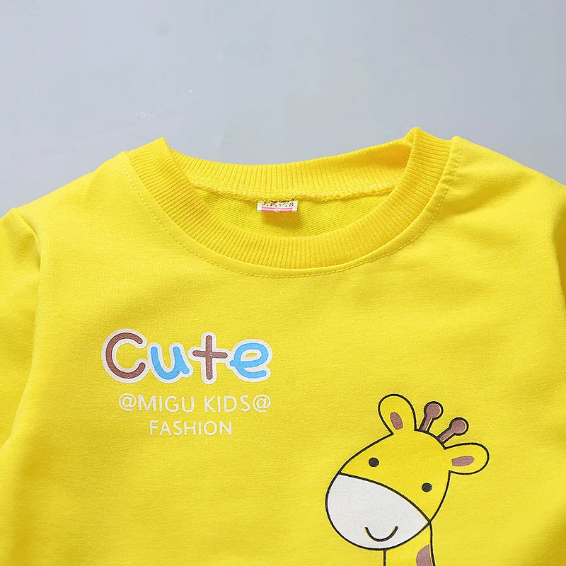 Conjunto de ropa para bebés y niñas pequeñas, primavera, otoño, pana, dibujos animados, conjuntos de ropa para niños, chaquetas con capucha y pantalones, traje para niños de 0 a 5 años