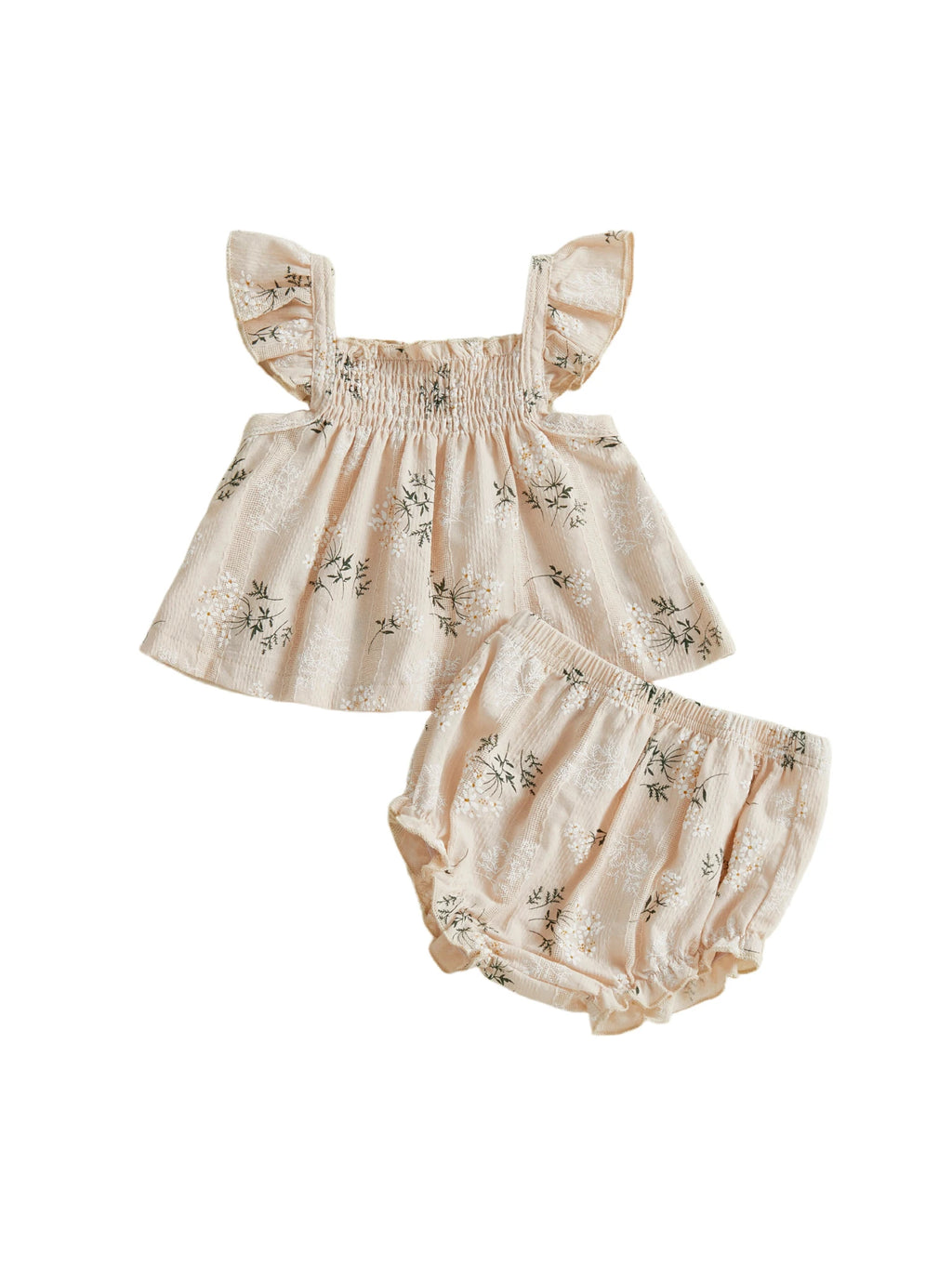 Toddler Girl Floral Print Flutter Sleeve Top and Shorts Set for Summer Cute 2 Piece Outfit for Casual Wear