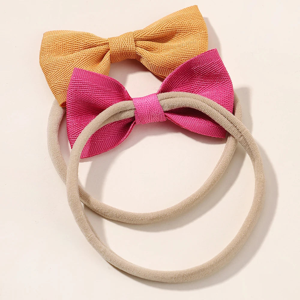 5Pcs/Set Elastic Baby Headband Solid Corduroy Ribbon Bow Headscarf Hairband Newborn Cute Knitted Headband Babe Hair Accessories
