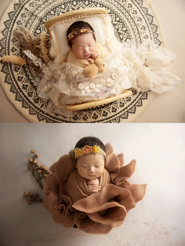 Baby Girl Headflower Headband Photography Props Handmade Adjustable Artificial Flower Headdress Studio Babies Photo Accessories