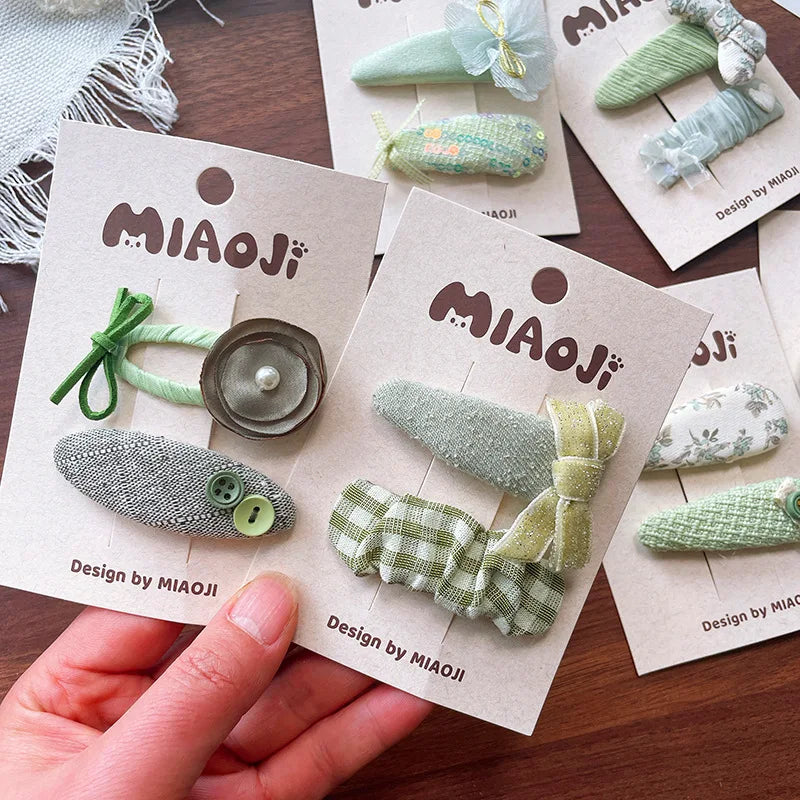 2 Stück Baby-Haarspange Mädchen Süße Schleife Haarschmuck Kinder Haarklammern Kleinkind Prinzessin Kopfbedeckung Vintage Säugling Milchgrüne Haarspangen