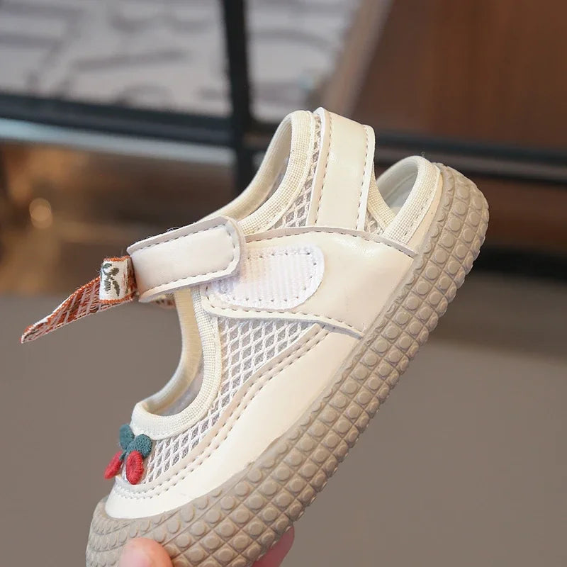 Baby Girls Sandals Cut-outs Cherry Children Beach Shoes Toddler Kids Summer Princess Shoes Anti Slip Soft Sole Babies Sandals