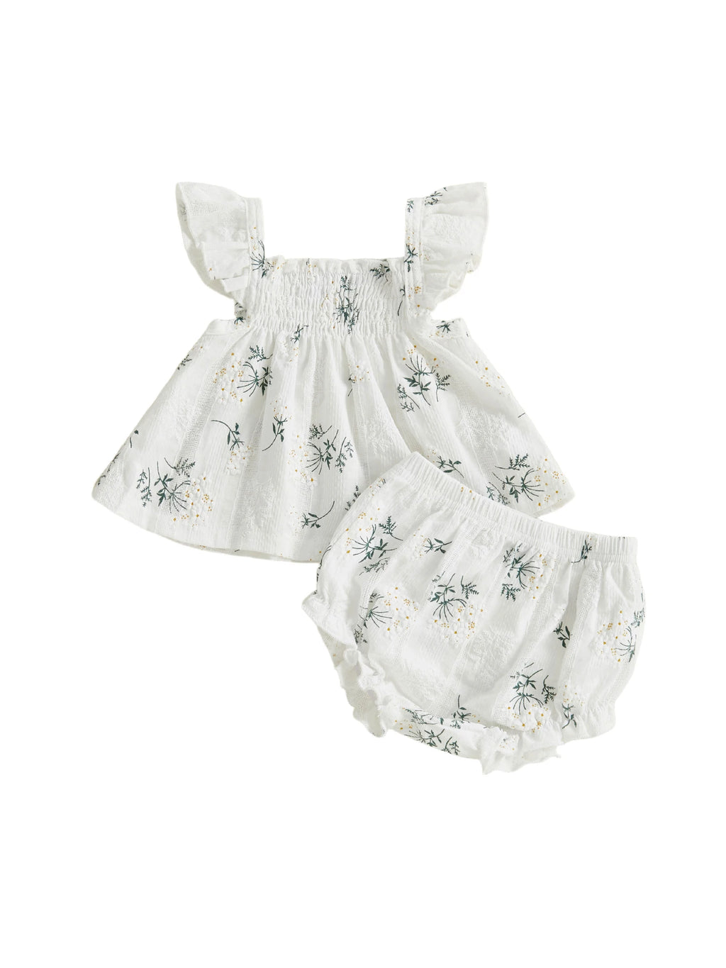 Toddler Girl Floral Print Flutter Sleeve Top and Shorts Set for Summer Cute 2 Piece Outfit for Casual Wear
