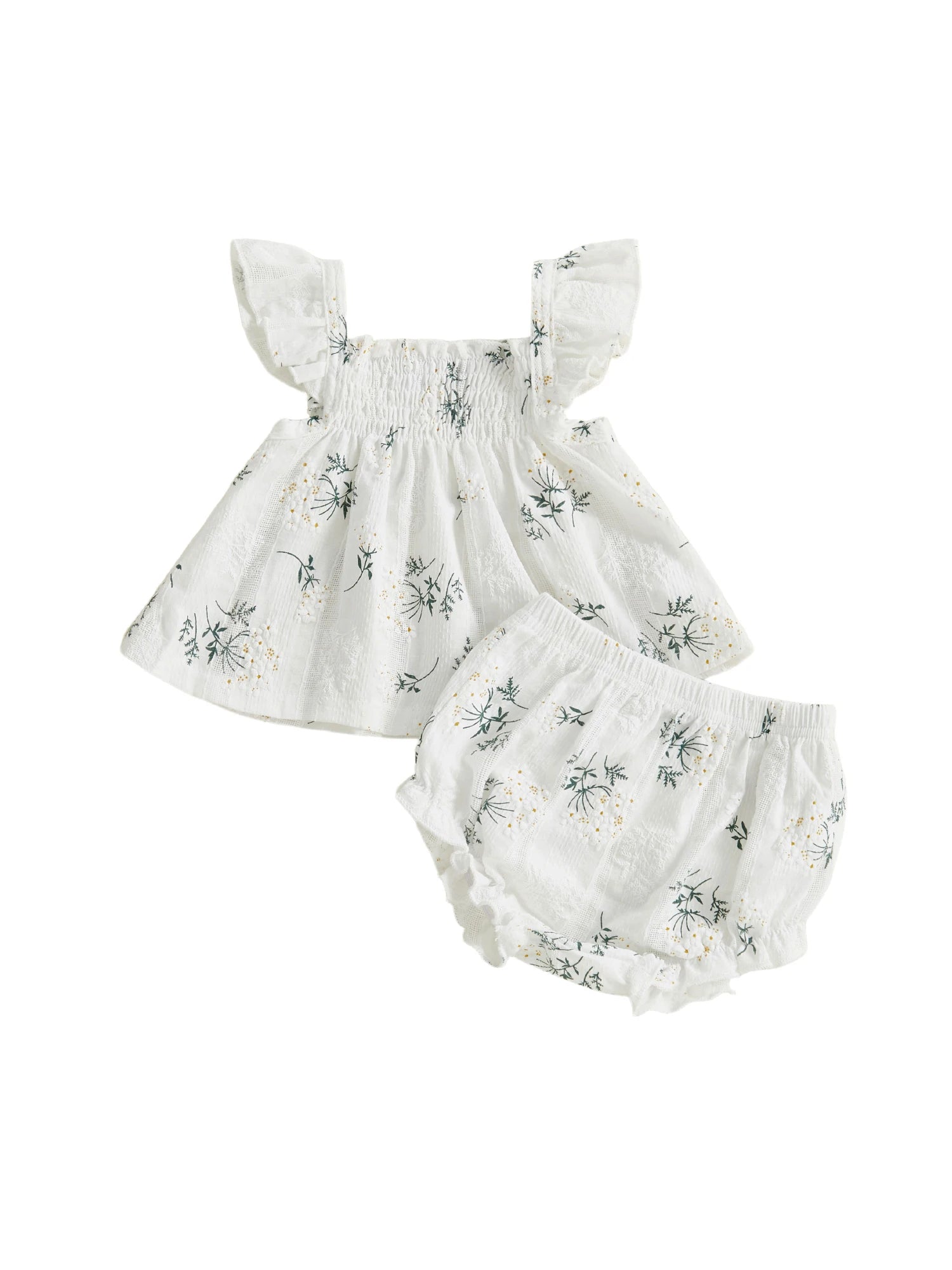 Toddler Girl Floral Print Flutter Sleeve Top and Shorts Set for Summer Cute 2 Piece Outfit for Casual Wear