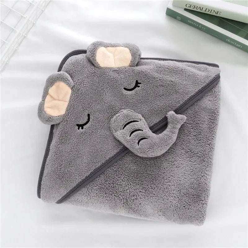 Baby Bathrobe Infant Bath Towel Boy Girl Blankets Swaddle with Hood Cartoon Coral Fleece Towel Blanket Newborn Kids Bedding