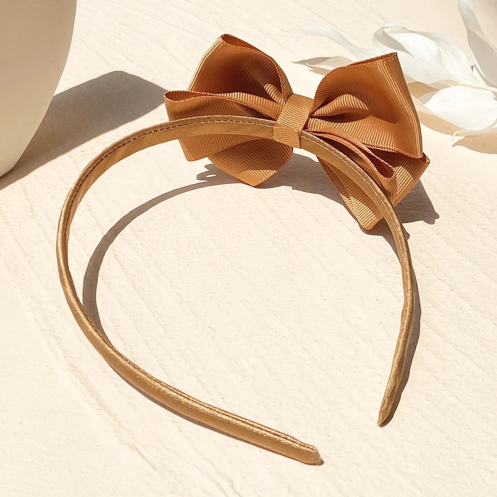 1 Piece Ribbon Handmade Hair Bows Hairbands for Baby Girls 20 Colors Cute Bowknot Solid Color Headband Headwear Hair Accessories