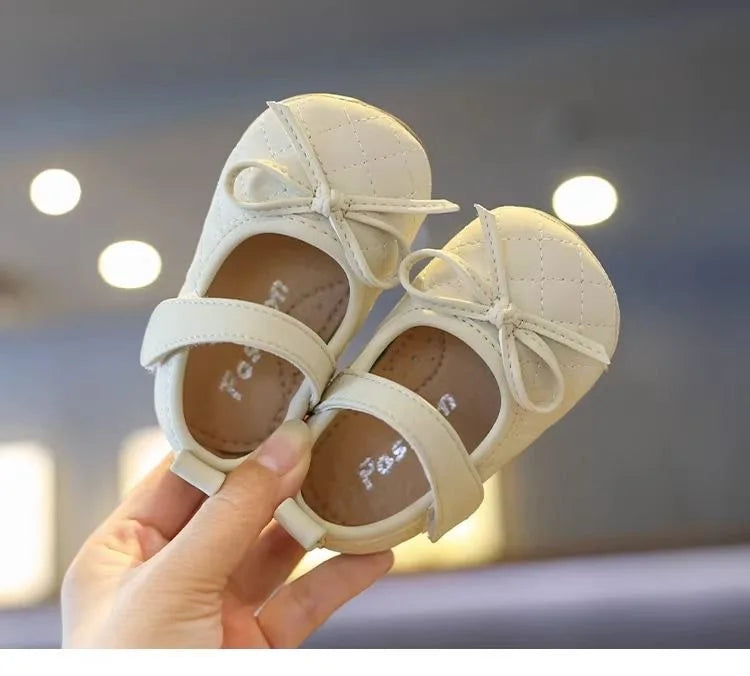 New Summer Toddler Single Shoes Baby Outdoor Learning Shoes Fashionable Girl Baby Bow Dress Shoes Children Non-Slip Casual Shoes