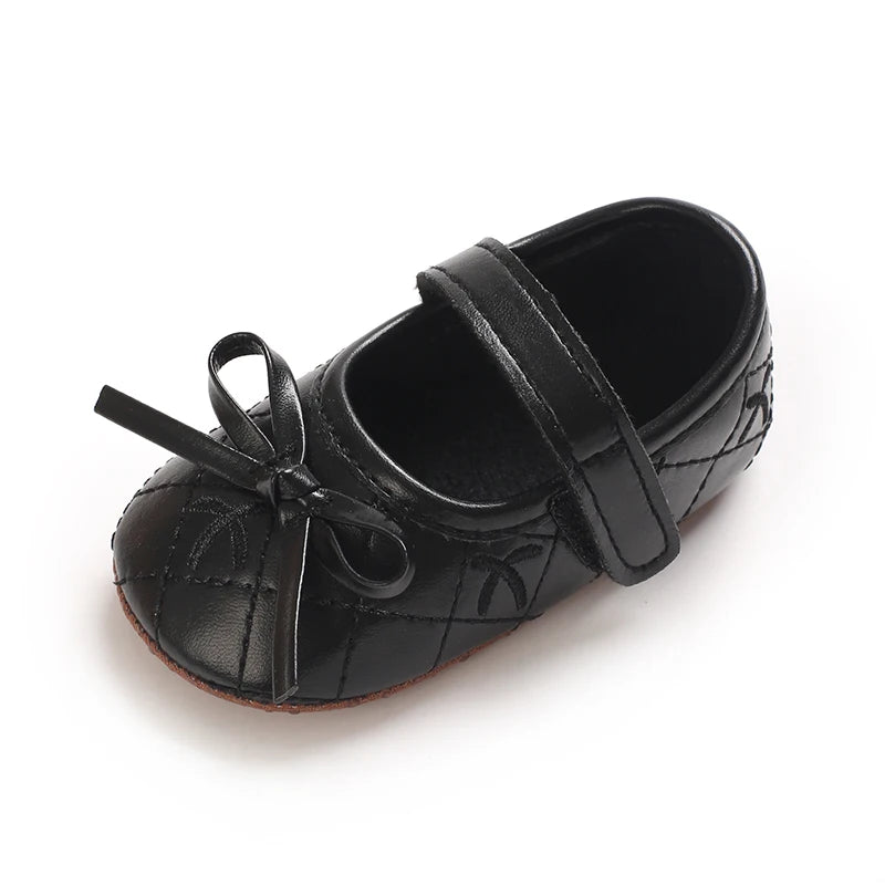 0-18M Baby Girl Leather Shoes New Spring And Autumn Bow Princess Shoes Baby Soft Sole Single Shoes Baby Walking Shoes