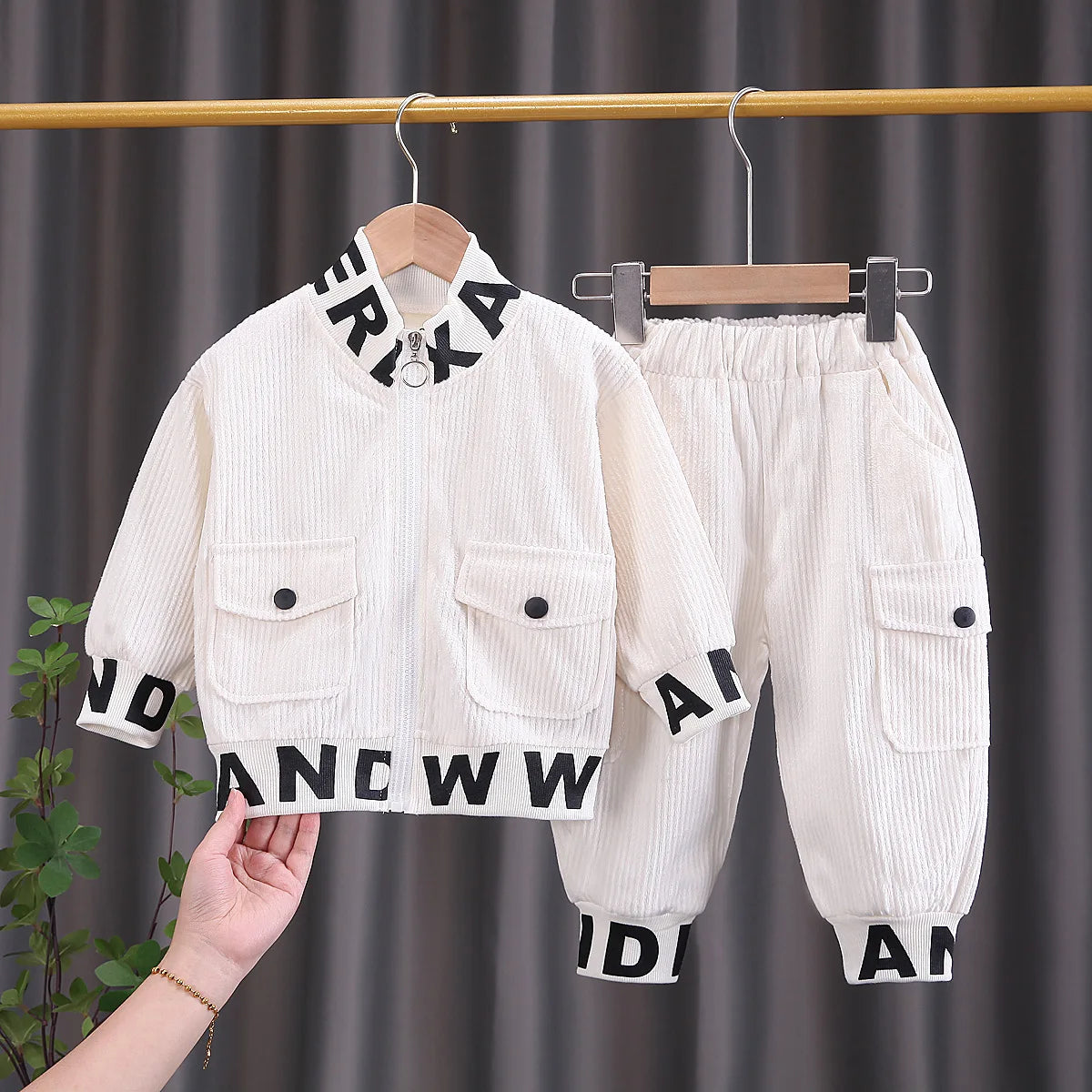 Toddler Baby Boys girl Clothes Set spring autumn corduroy Cartoon Clothing Sets Boys Hoodies Jacket And Pants Kids Suit 0-5Y
