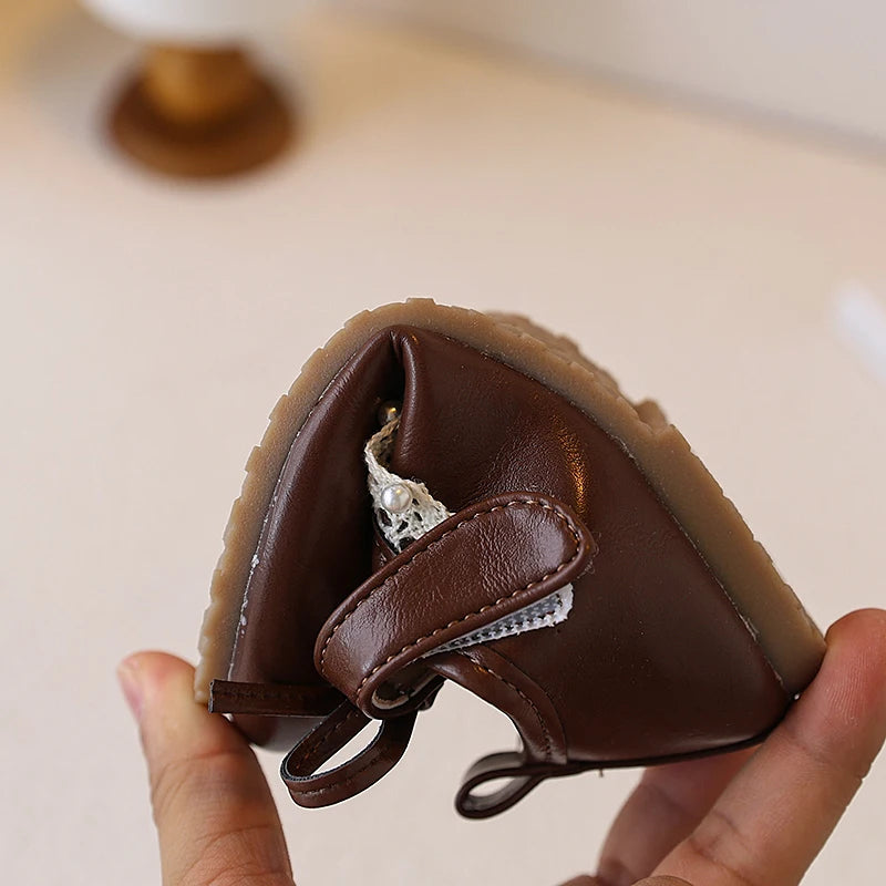 Little Girl'S Leather Shoes Ruffles Retro Style Adorable Kids Flat Shoe Spring Versatile Three Colors Fashion Children Mary Jane