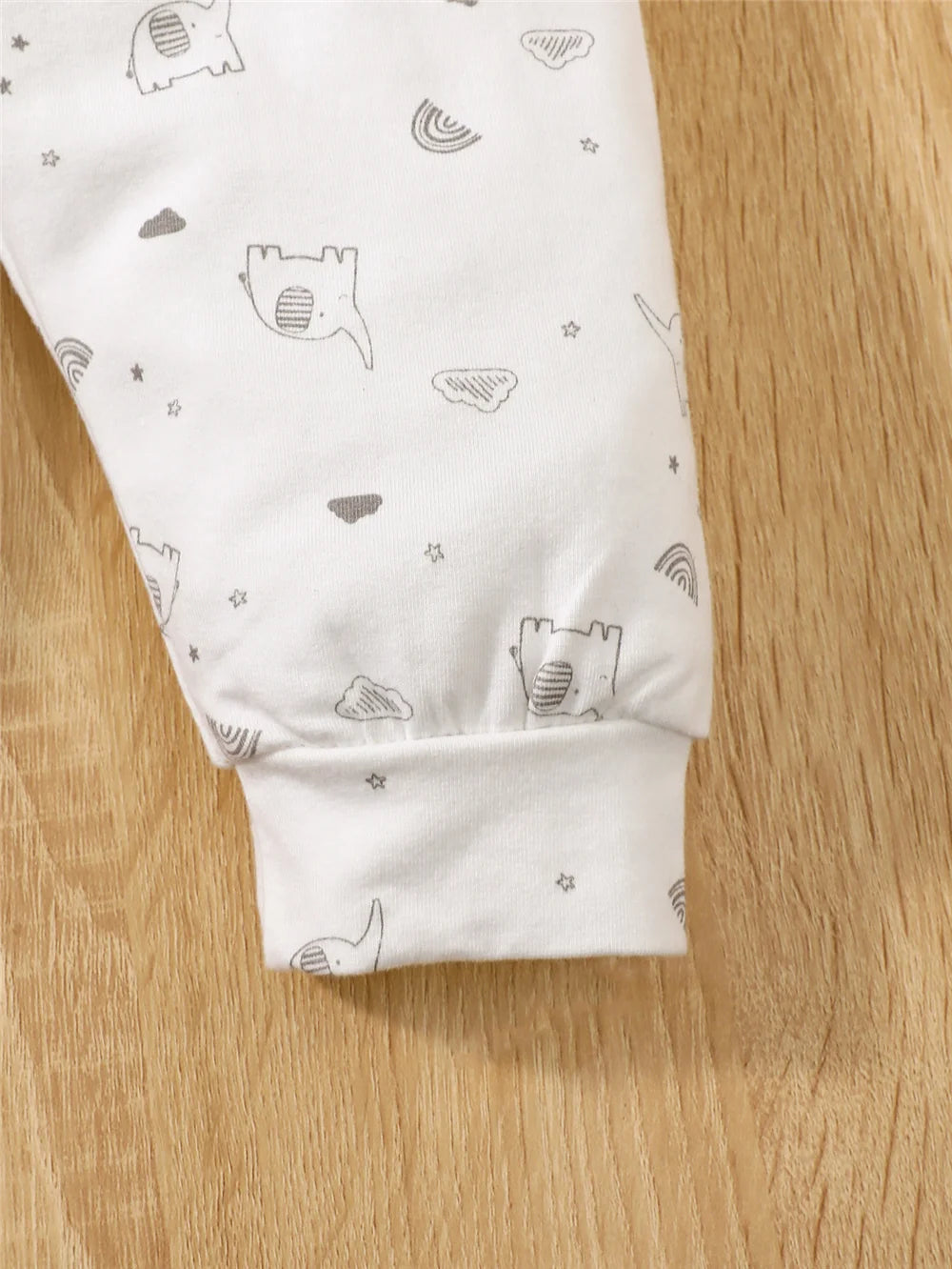 Conjunto de ropa diaria de 3 piezas para bebé niño/niña, top de manga larga con elefante + pantalón + gorro, trajes de primavera y otoño para bebés de 0 a 9 meses