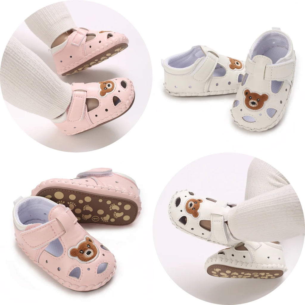 Breathable New Cute Little Bear Baby Sandals Infant Girls Shoes Princess Rubber Sole Non-slip Toddler First Walkers
