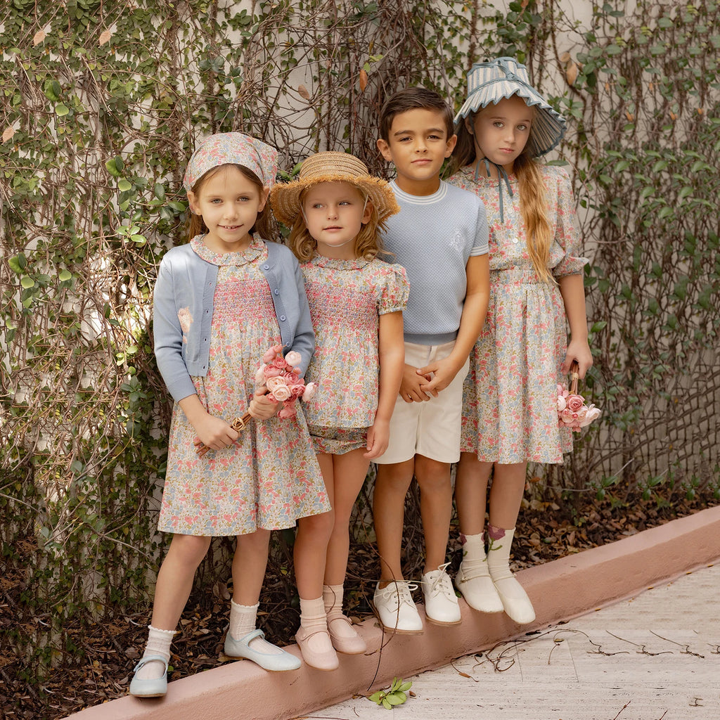AP Chelsea Bloom Collection  SS26 Floral Smocking Dress Baby Girls Overalls Set Brothers Sisters Family Matching Embroidery Knit