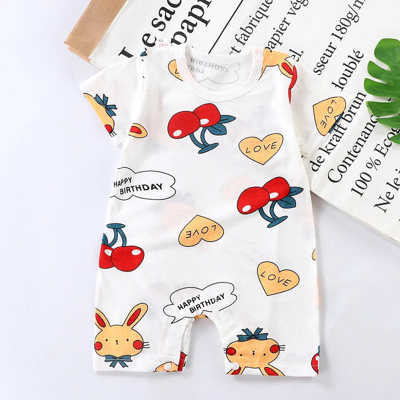 2025 Climbing Clothes Pure Cotton Summer New Version Of Male Baby Thin Female Short Sleeved Children Onesies Kids Clothes