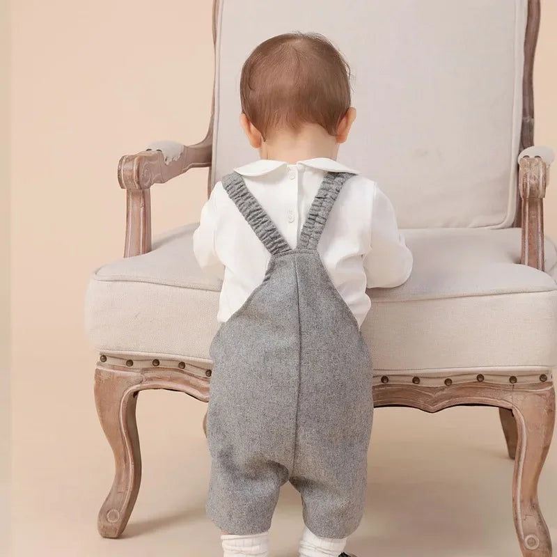 Winter New Baby Eid Clothes Baby Knitwear Newborn Embroidered Strappy Pants Set Boutique Kids Clothing birthday Spanish Boys