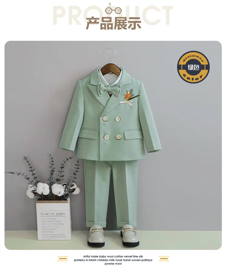 Traje de fotografía para niños Flower Boys, disfraz formal para bebés y niños, vestido para fiesta de cumpleaños o boda, esmoquin para actuaciones.